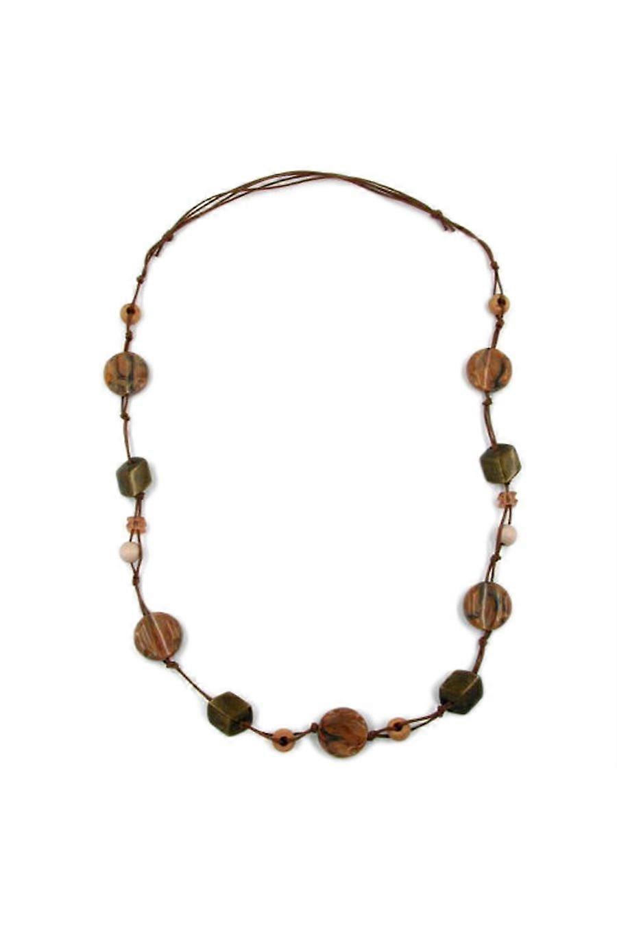 Necklace Disc Brown 90cm - Gl00347