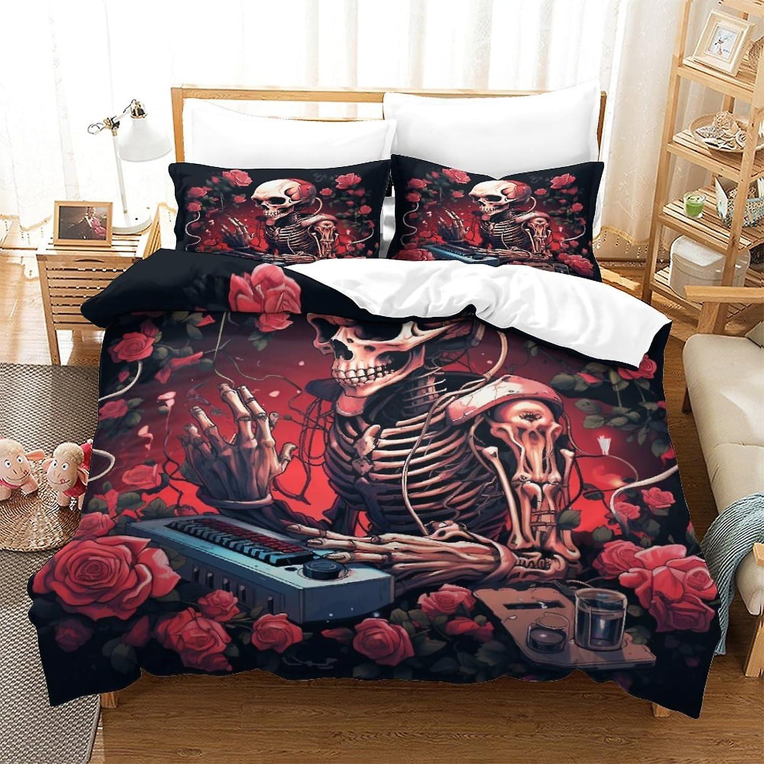 Human Skeleton Bedding Set 3D Game Controller Duvet Cover Set, Soft 100% Microfiber Bed Set 3PCS, Print Single Double King Size Microfibre Duvet Cover