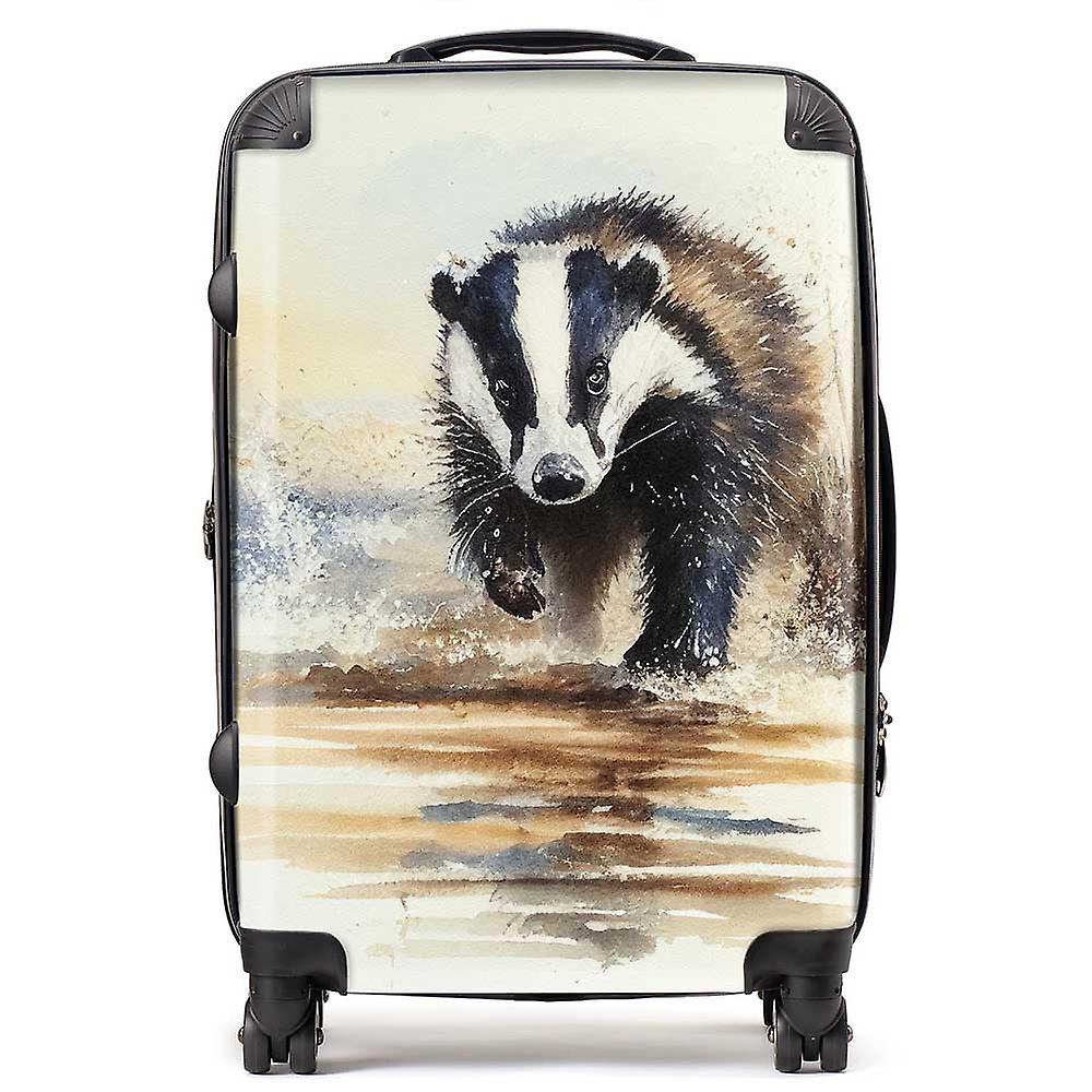 Wading Badger Watercolour Suitcase