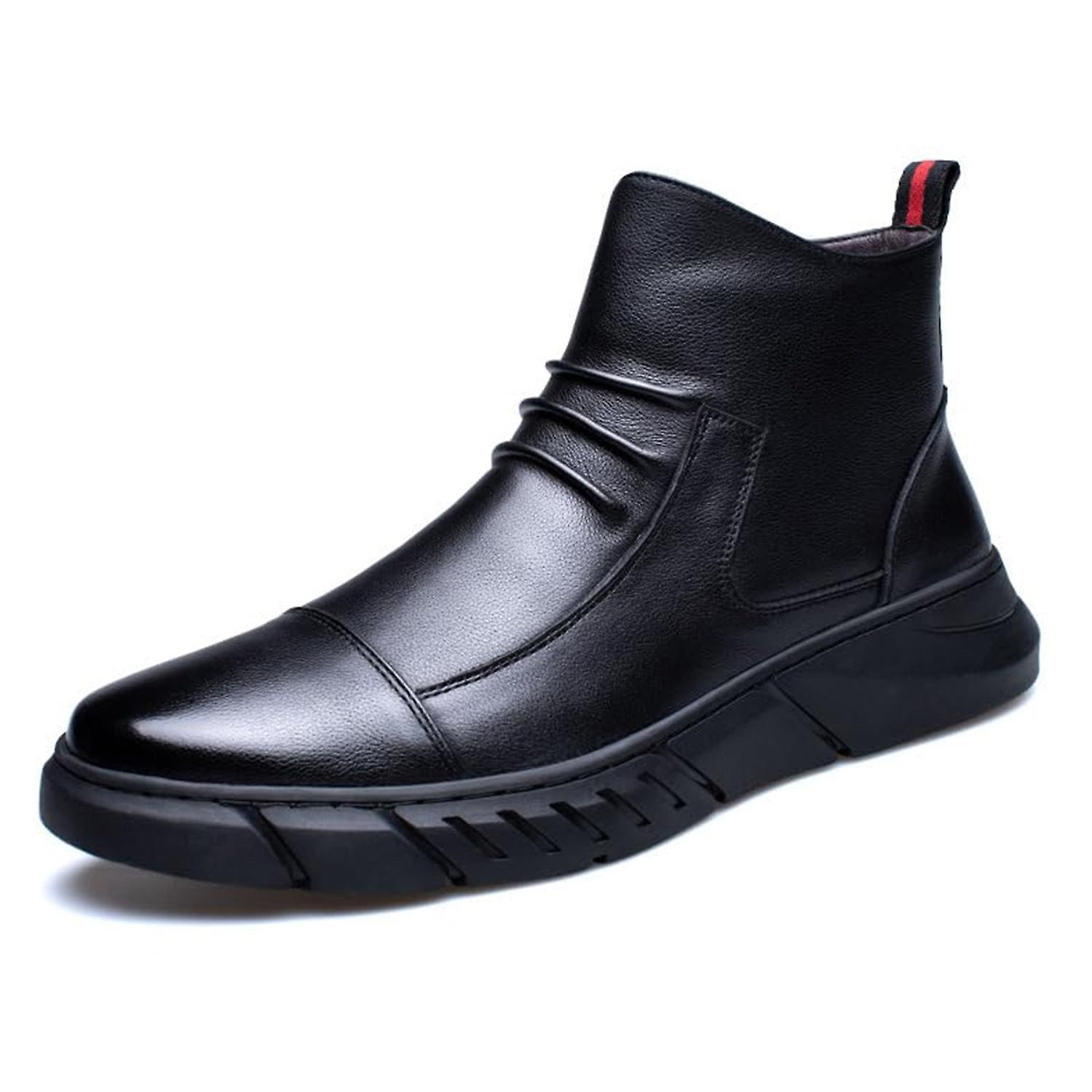 Men's Ltalian High-Top Chukka Boots With Side Zipper Non-Slip Shock Waterproof Warm Velvet Business 