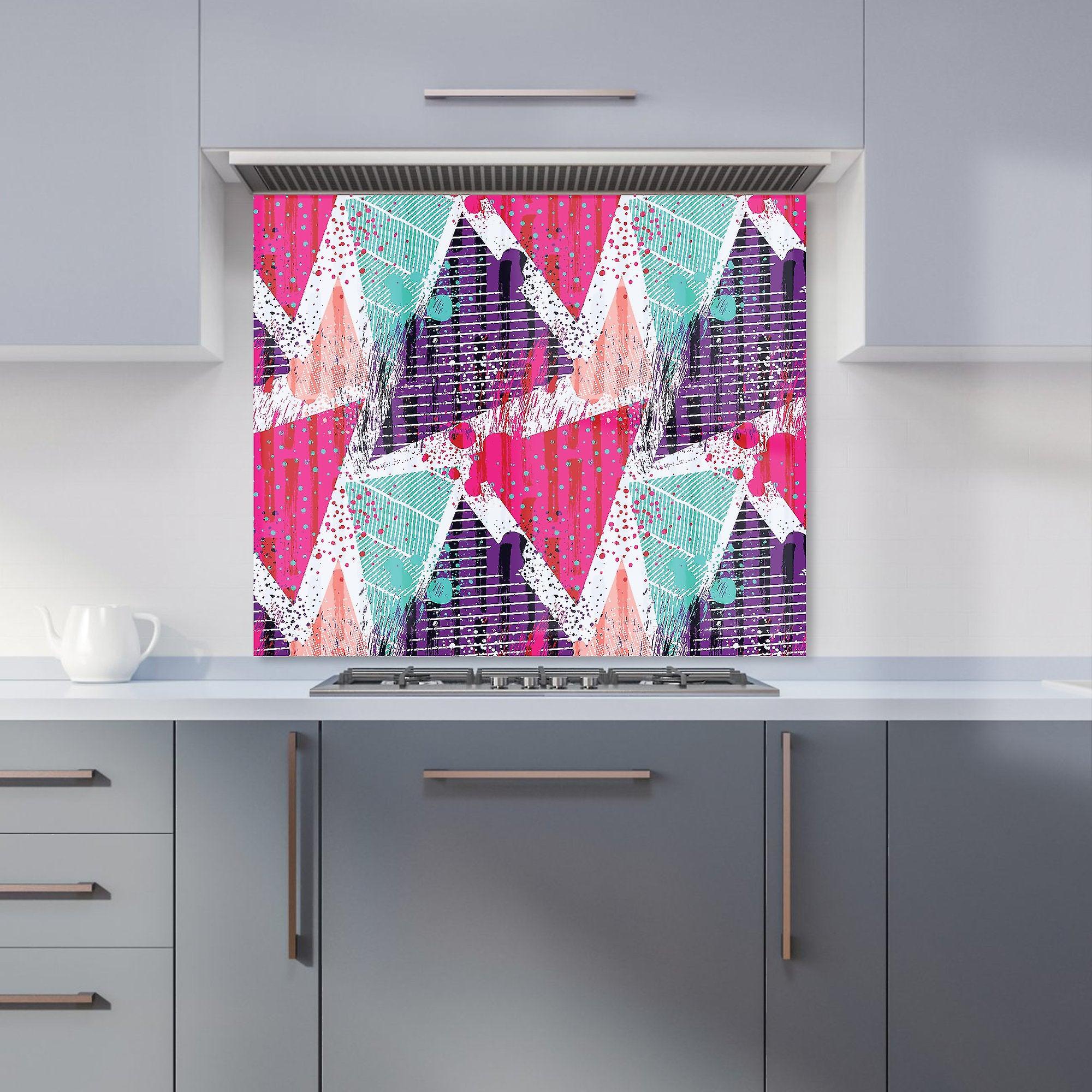 Shabby Geometric Pattern Kitchen Splashback