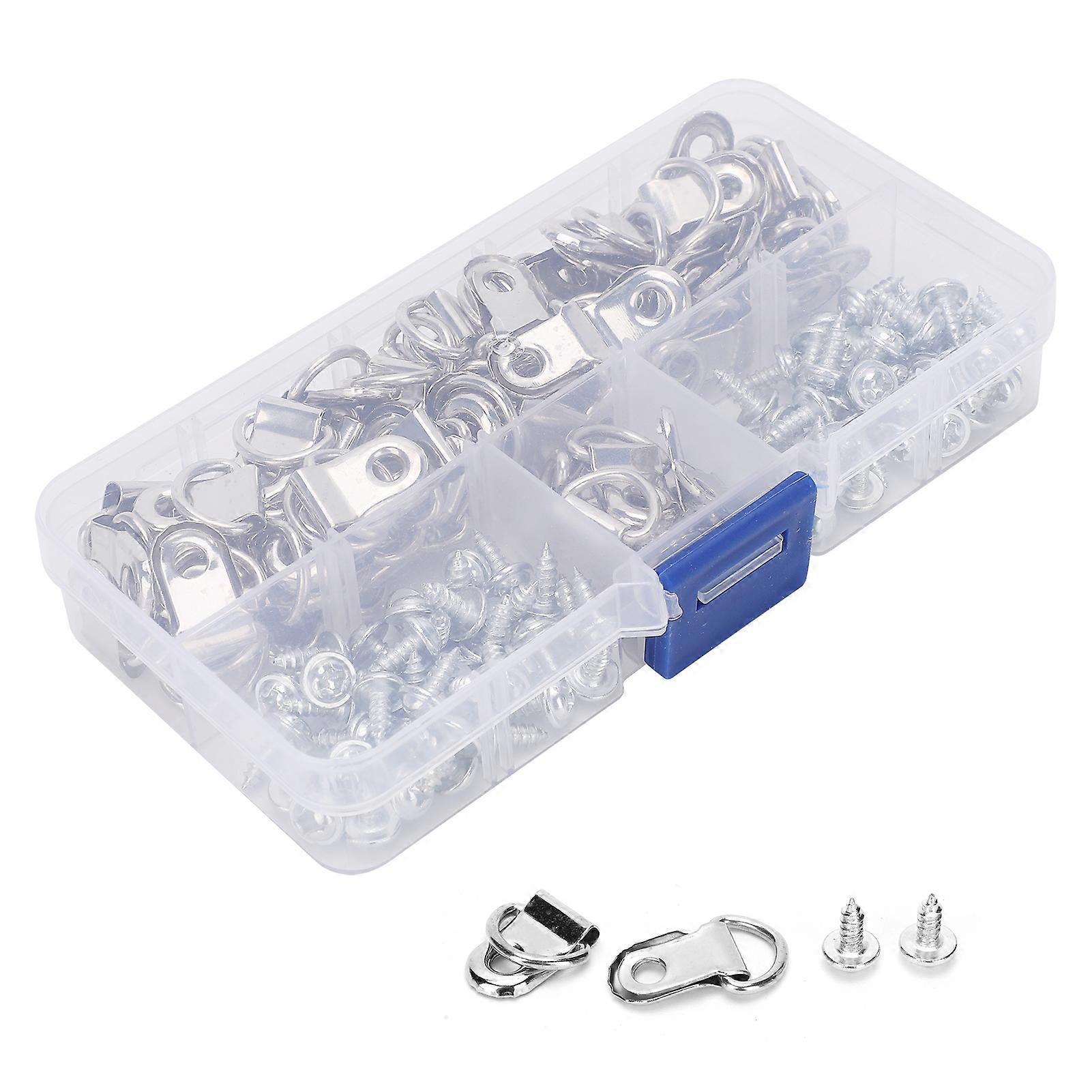 80Pcs D Ring Picture Hanger Kit Iron Single Hook Picture Hanging Screweners