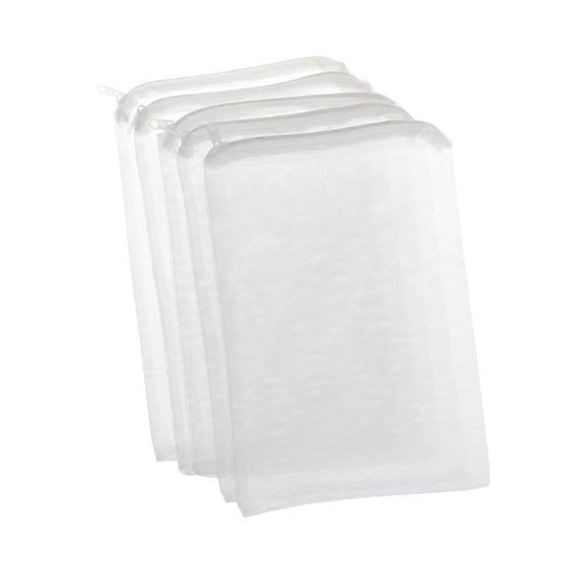 5 Pieces Aquarium Filter Bag Mesh Bags with Zipper for Bio Balls Reusable