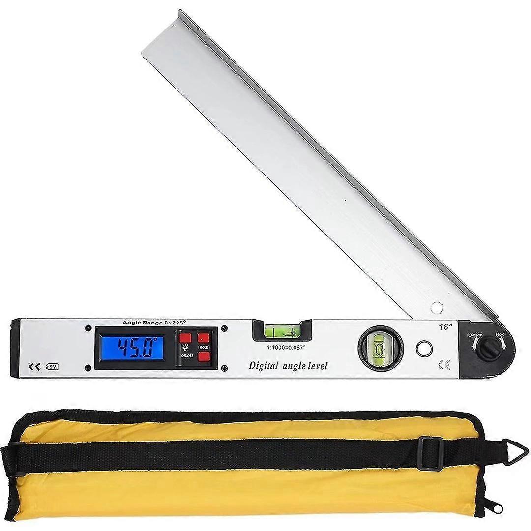 0-225 Digital Protractor 400mm/16 Inch Digital Horizontal Angle Ruler LCD Backlit Level