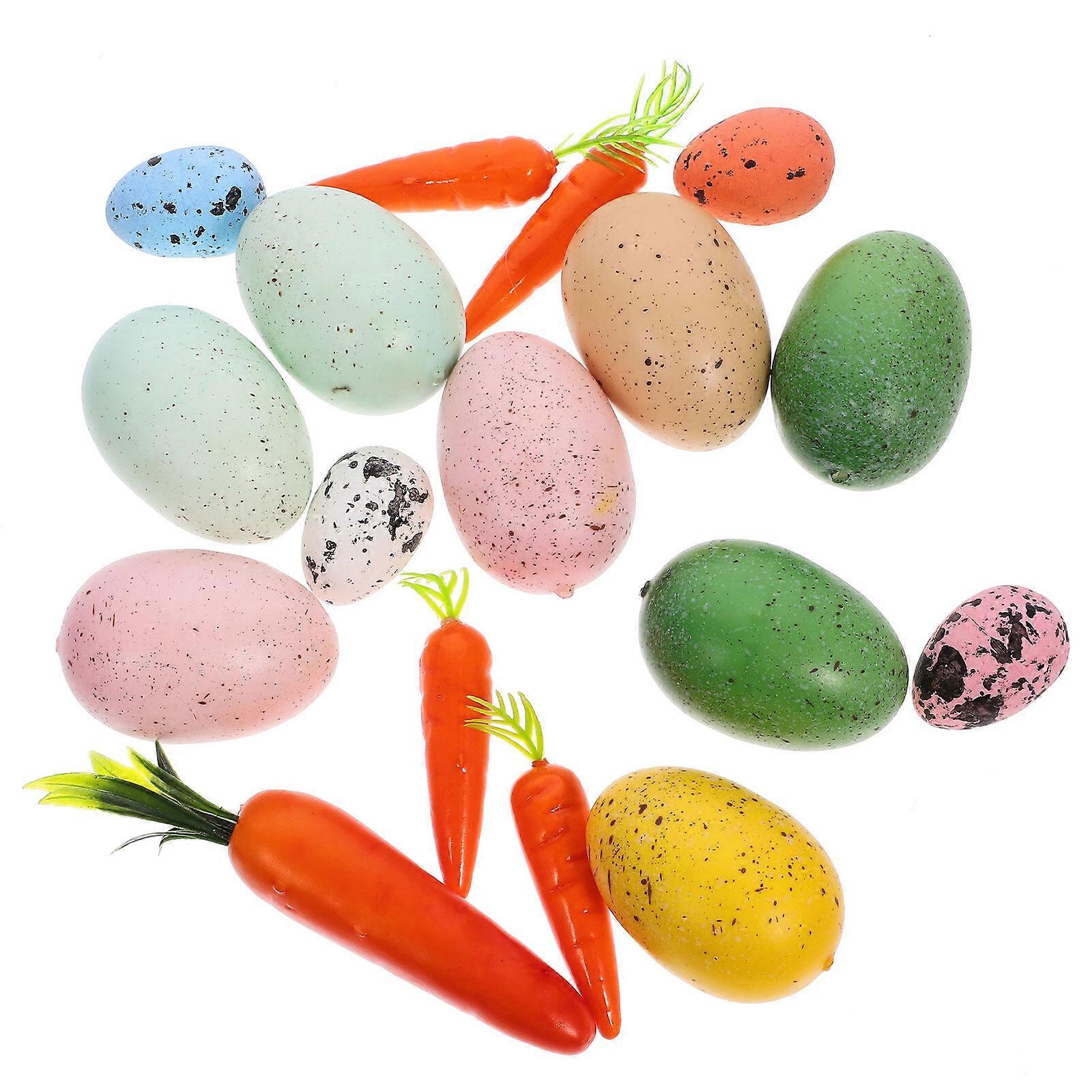 1 Set of Easter Decorations Easter Eggs Carrot Decors DIY Foams Eggs Easter Party Accessories