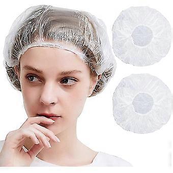 100pcs Kunststoff Duschhaube wasserdicht klare Badekappen Portable Reise elastische Badekappe