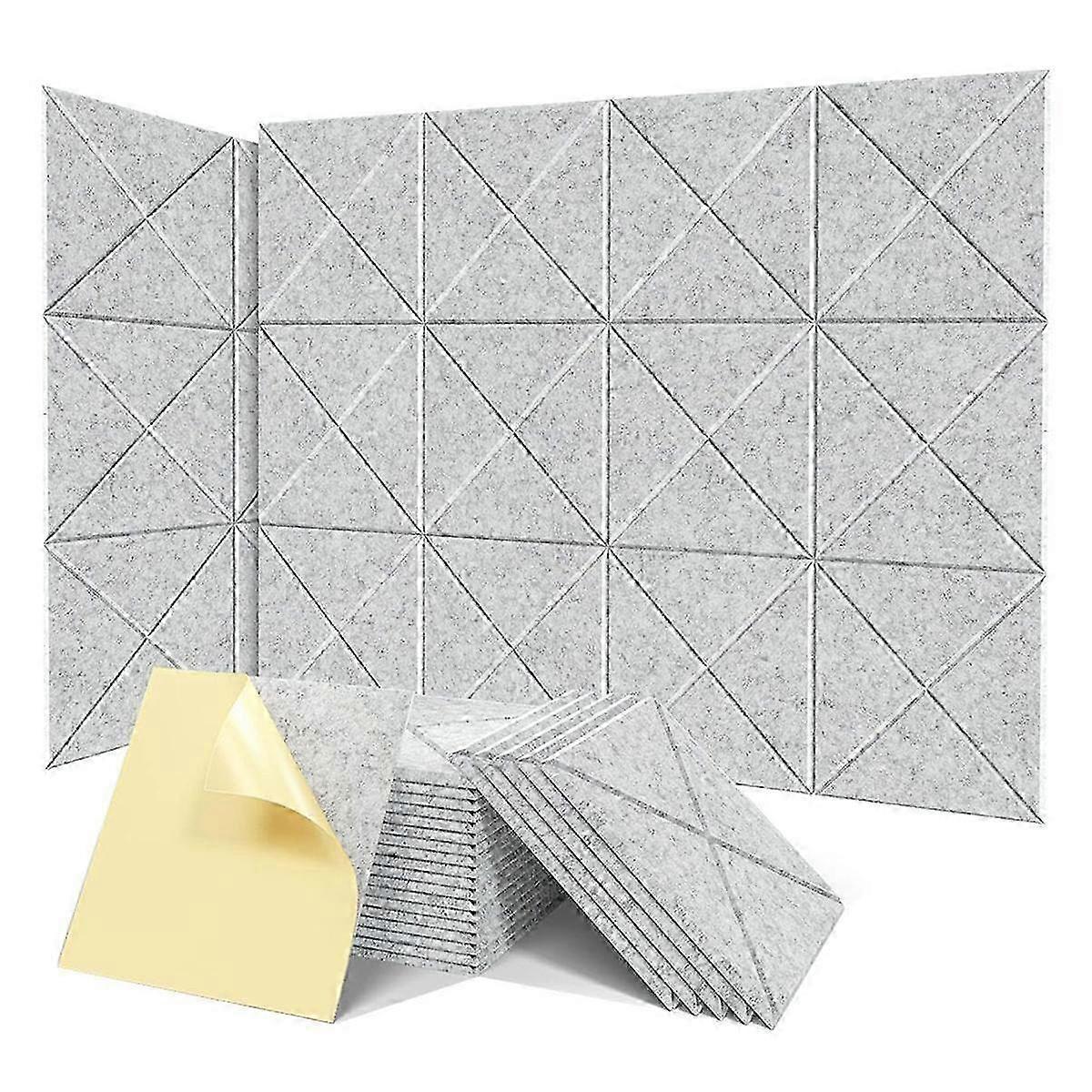 12Pack Acoustic Panels with Self-Adhesive, 12x12x0.4Inch Sound Proof Foam Panels, Sound Absorbing Tile for Walls Gray