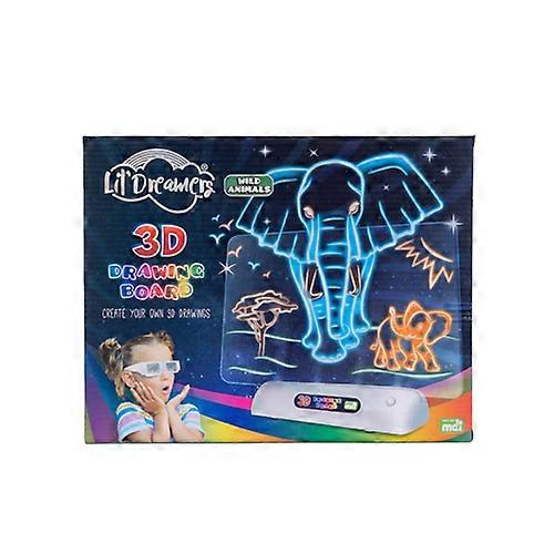 3D Illuminate Drawing Board - Wild Animals