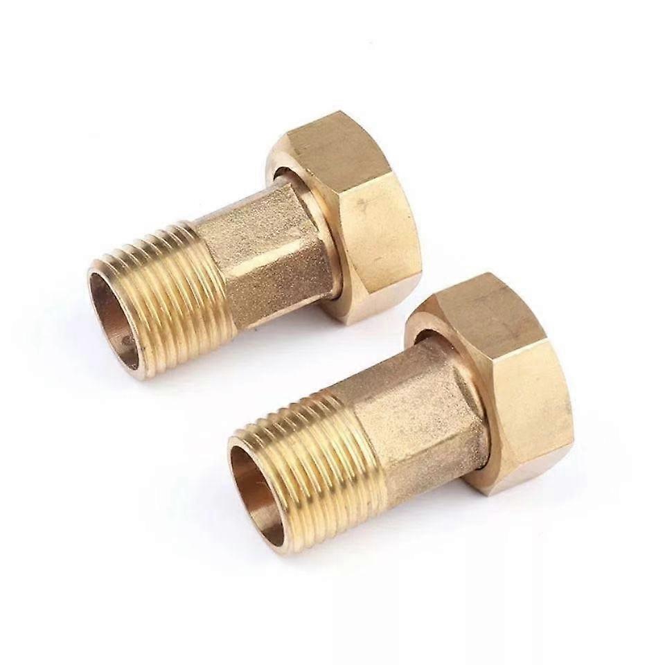 Set of 2 screw fittings for water meter 1" union nut x 3/4" external thread Gold