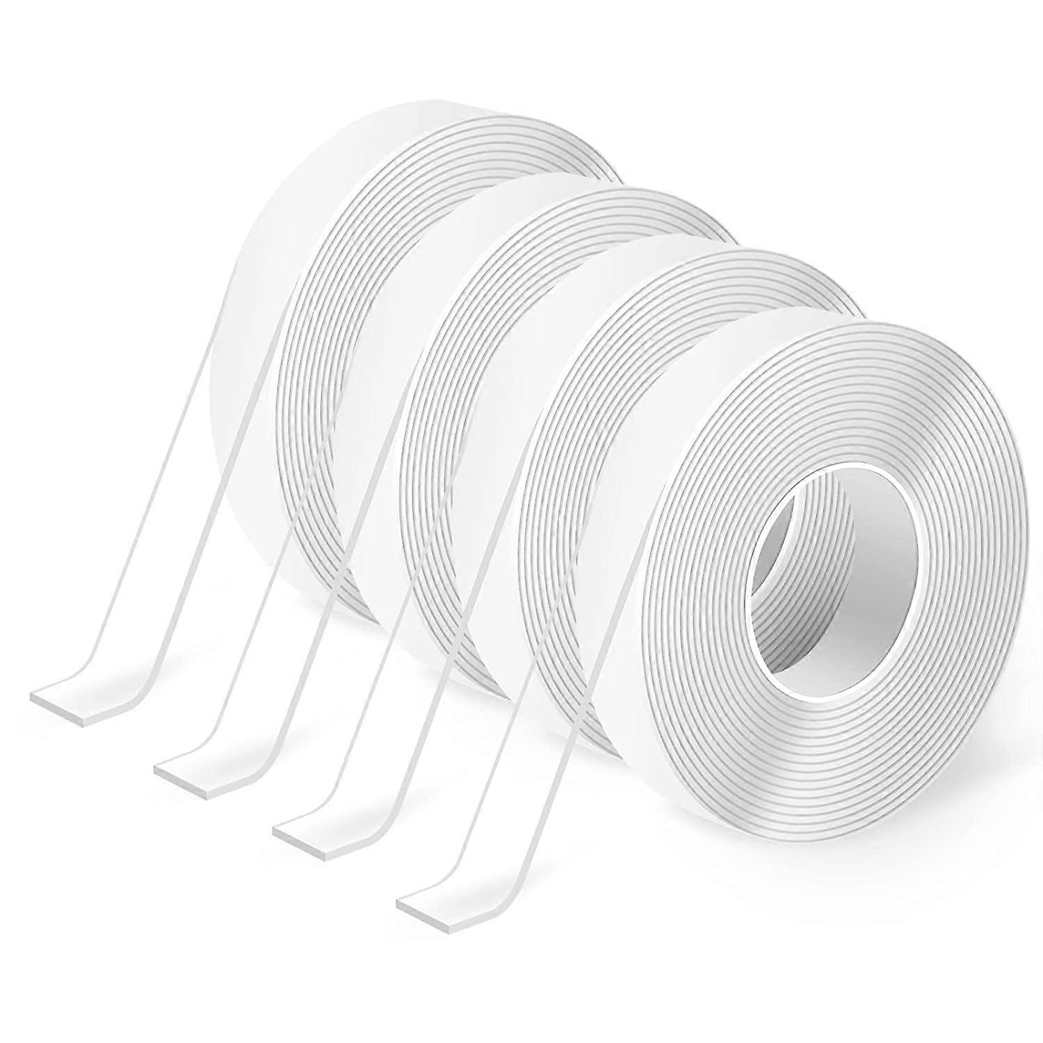 Double-Sided Tape Heavy Duty (10FT), Removable, Traceless, Washable, Reusable - Multipurpose Tape as Seen on TV (1/24" x 1/2" x 10', 4)