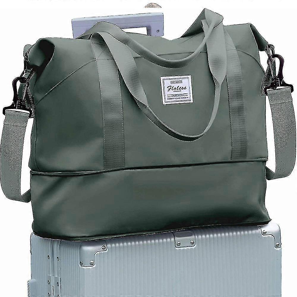 Zipper Duffel Bag, Letter Patch Double Handle Travel Storage Bag Overnight