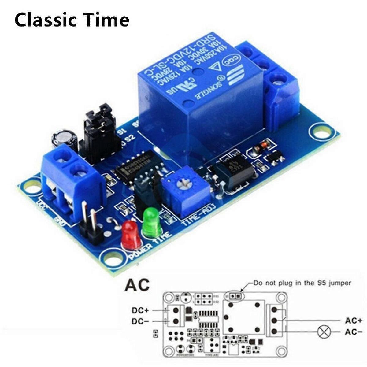 DC 12V Time Relay Module Normal Open Time Delay Relay Timing Timer Relay Control Switch Adjustable Potentiometer LED Indicator