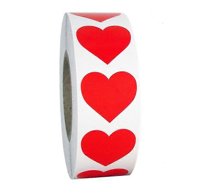 Red heart shape 1 inch roll-in-roll label identification categorization home and office label sticker, heart shaped sticker,2024 Ping