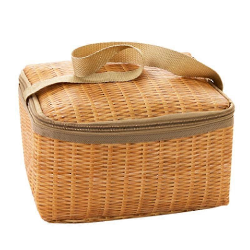 Bärbar isolerad termisk kylväska i konstrotting för utomhusbruk, picknicklåda