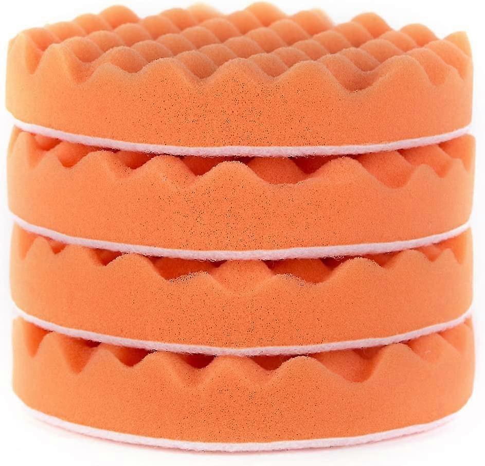 6 Heavy Cutting Pad Waffle Buffing Pads, Orange
