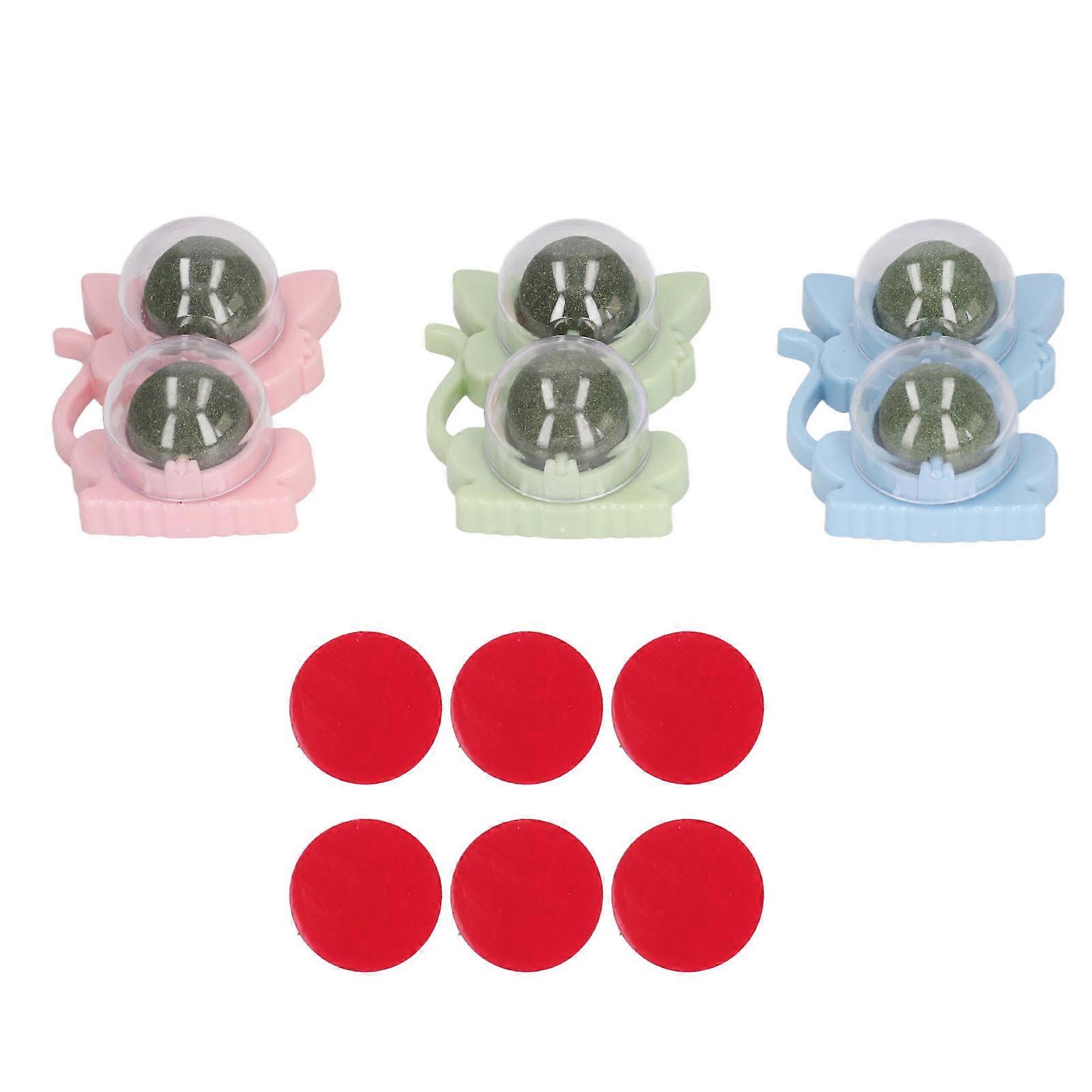 3pcs Licking Rotatable Catnip Ball Relieve Discomfort Promote Digestion Edible Catnip Ball Toy