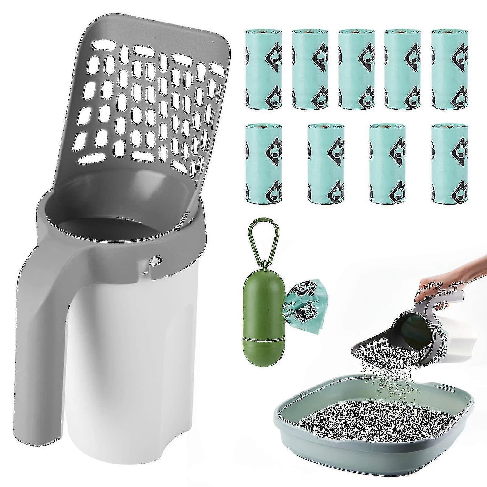 Kattenbakvullingschep, verbeterde kattenbakvullingschep met houder kattenbakvulling schep met zak en afvalblik kattenschep