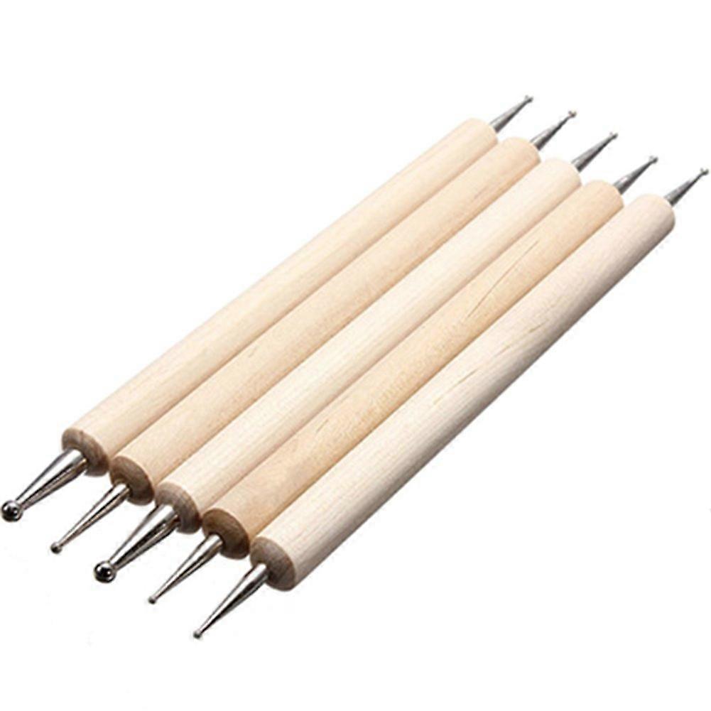 5PCS Ball Stylus Dotting Tools Set for Embossing Pattern Clay Pottery Ceramics Doll Sculpting Modeling