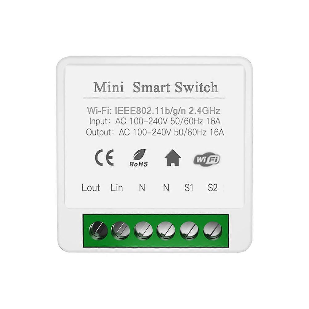 Aubess Wifi Mini Smart Switch 16A DIY Light Switches 2 Way Wireless Smart