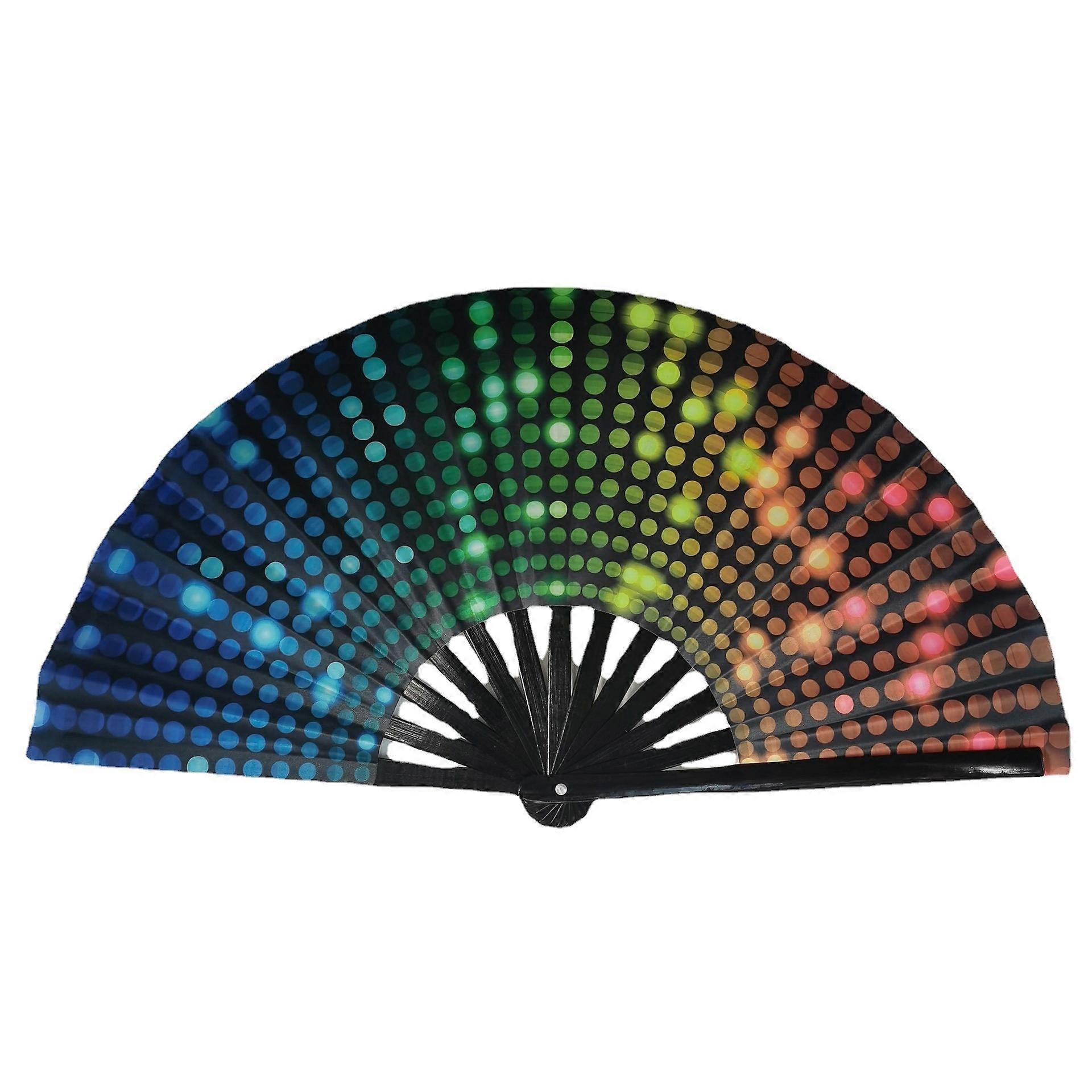 Double-Sided Rave Fan (Rainbow Dots)