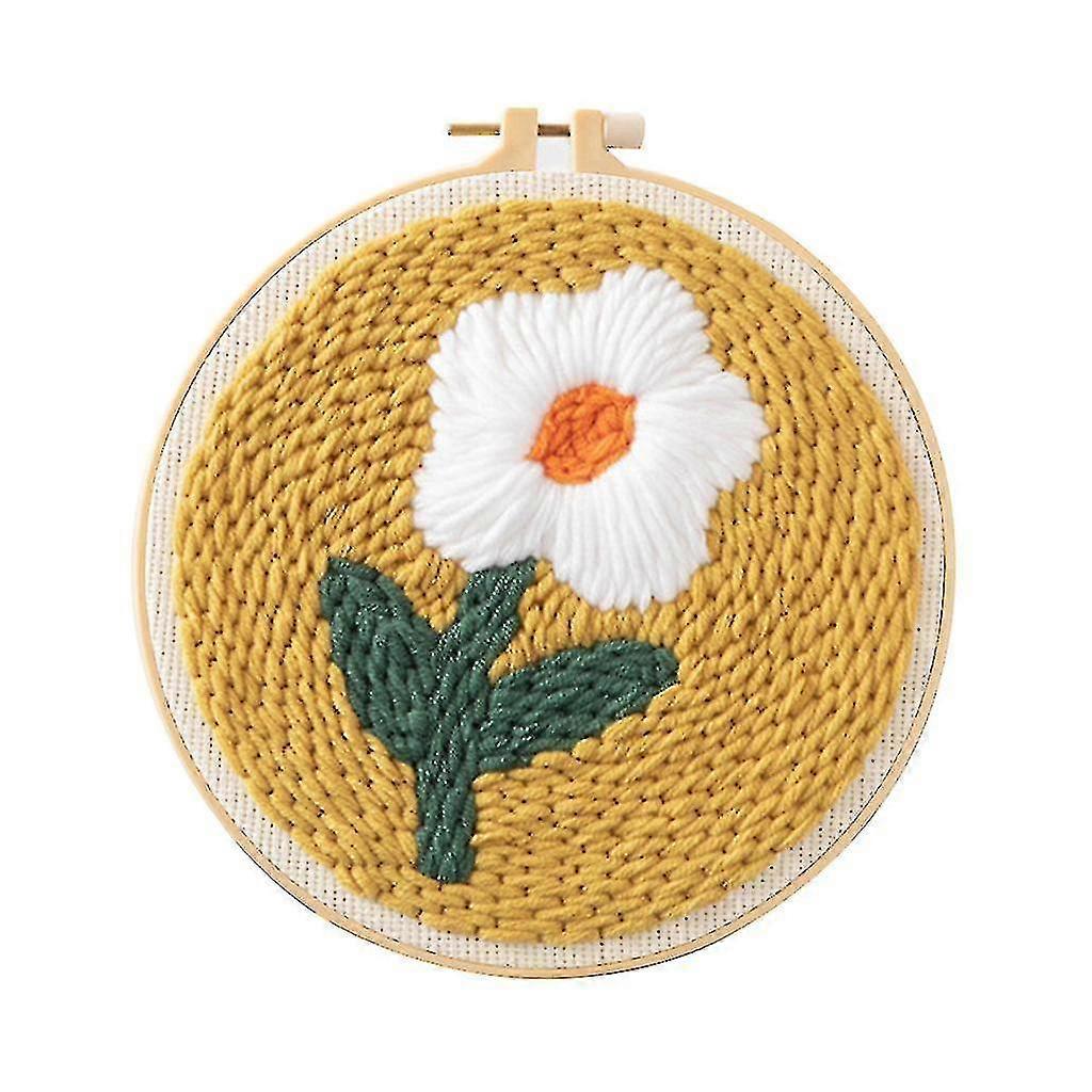 Hand Wool Embroidery Starter Kit Basic Wool Embroidery Material Package Kit( Size : 7 Flowers )