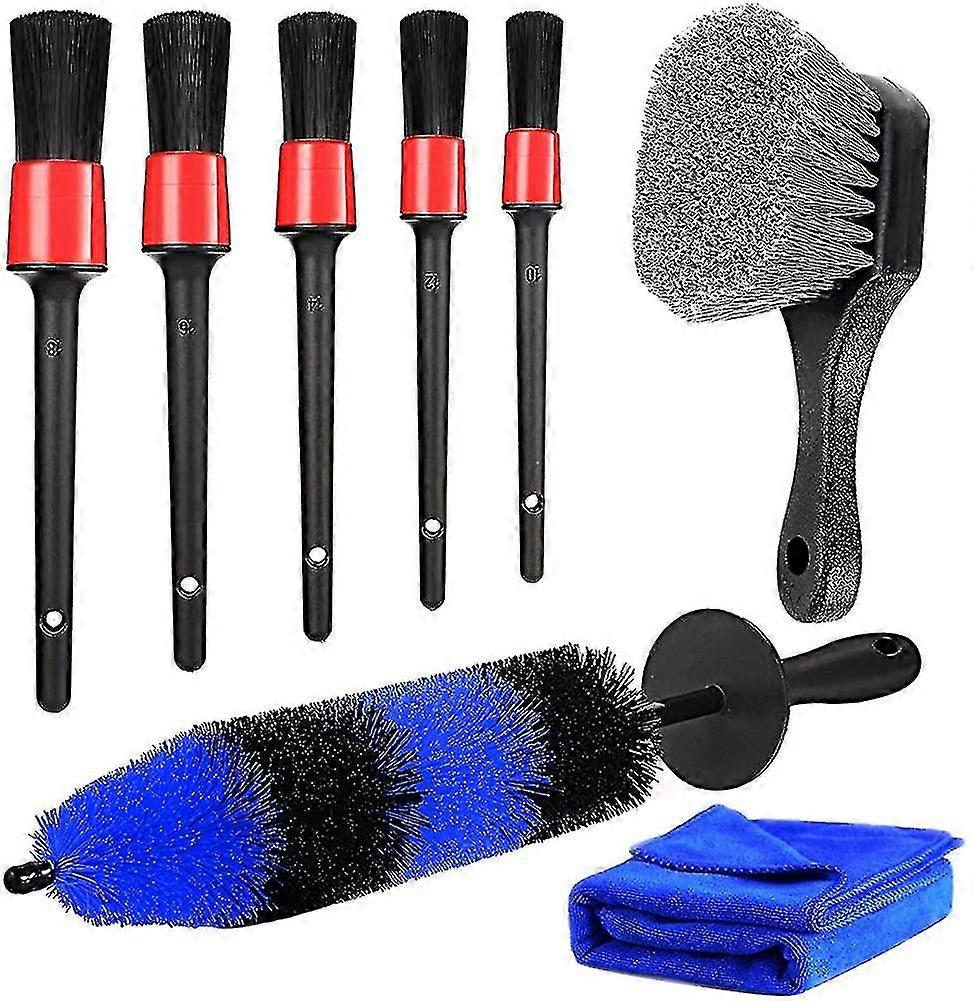 8pcs Car Wheel Brush Set, Car Detailing Kit Include 17" Long Soft Wheel Brush
