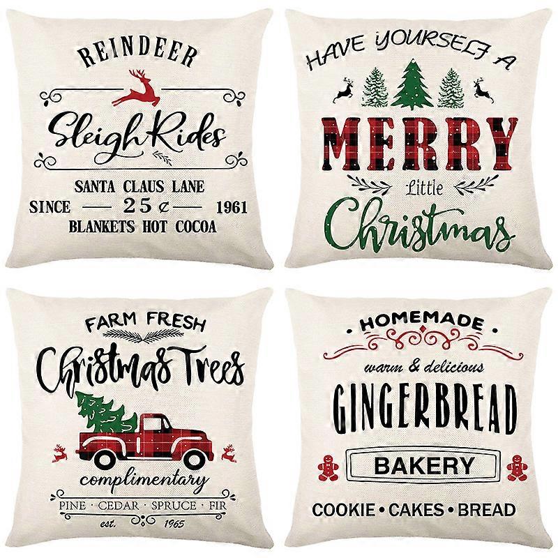4pcs Christmas Throw Pillow Covers 18x18inch
