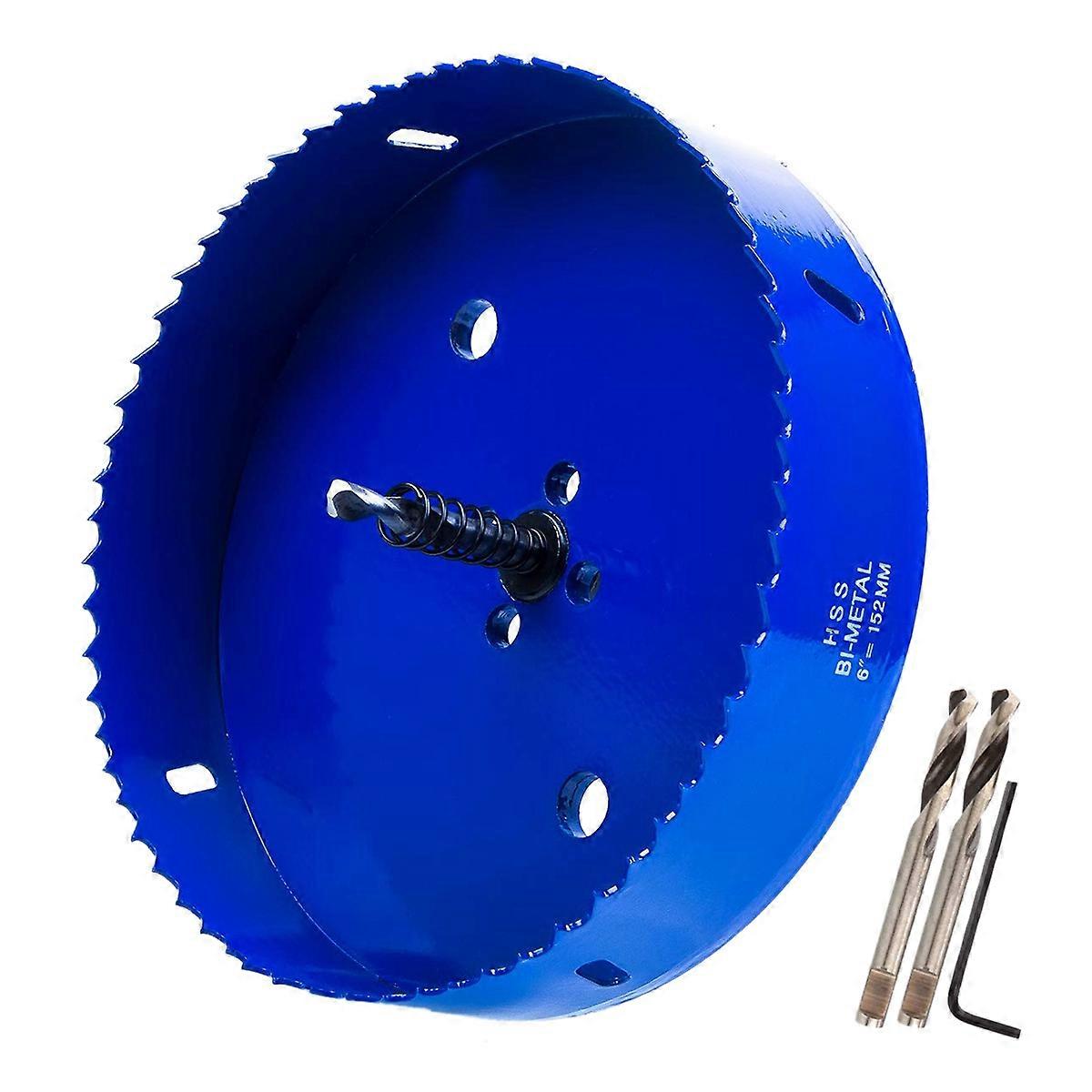 6 Inch 152 Mm Blade for Cornhole Boards/Corn Hole Drilling Cutter & Hex Drill Bit Adapter (Blue)