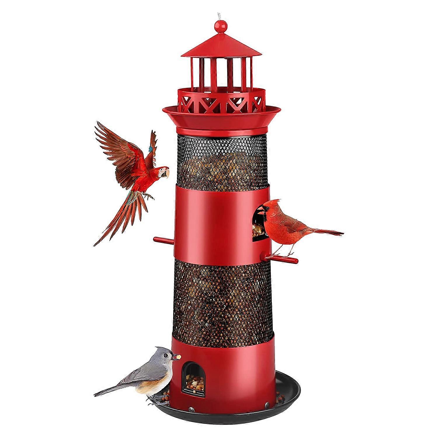 Bird Feeders for Outdoors Hanging, Squirrel Proof Wild for Outside, Metal Bird Seed Feeder for Blac