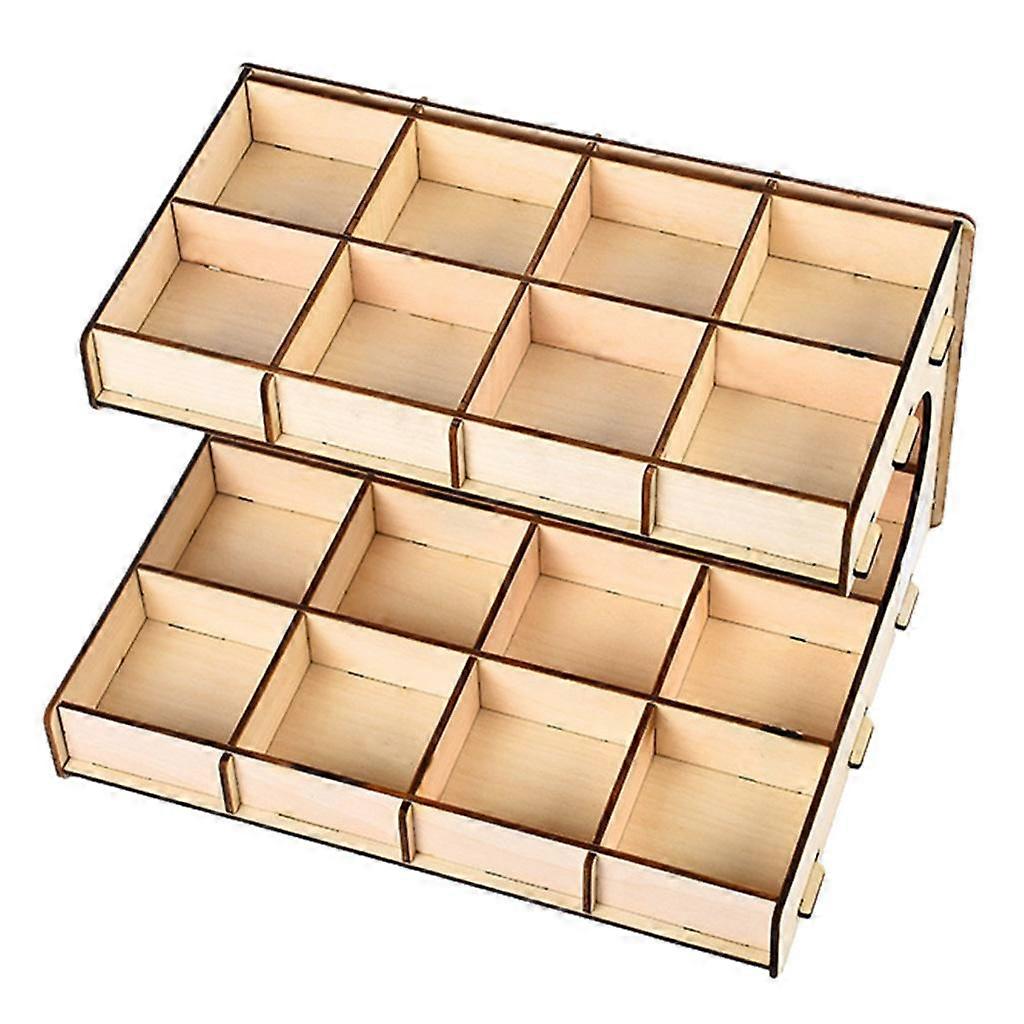 DIY Wooden Paint Rack Ink Storage Organizer 2-layer 20-grid