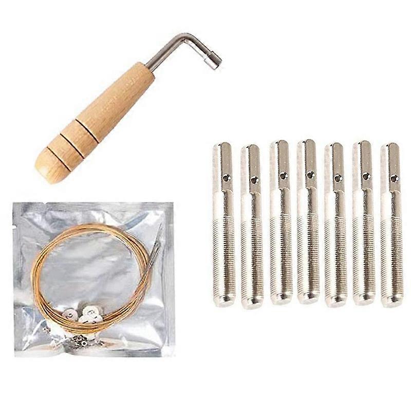7 Metal Harp String + 7Pcs String Pin + Tuning Wrench,for Lyre Harp Small Harp Musical Stringed Ins