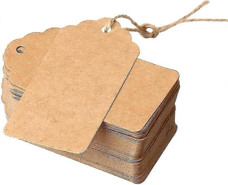 Bruine prijskaartjes met string | Kraft Bagage Tags | Craft Labels Paper Gift Tags Labels  100 stuks 5 x 3 cm met jute string diy voor geschenken