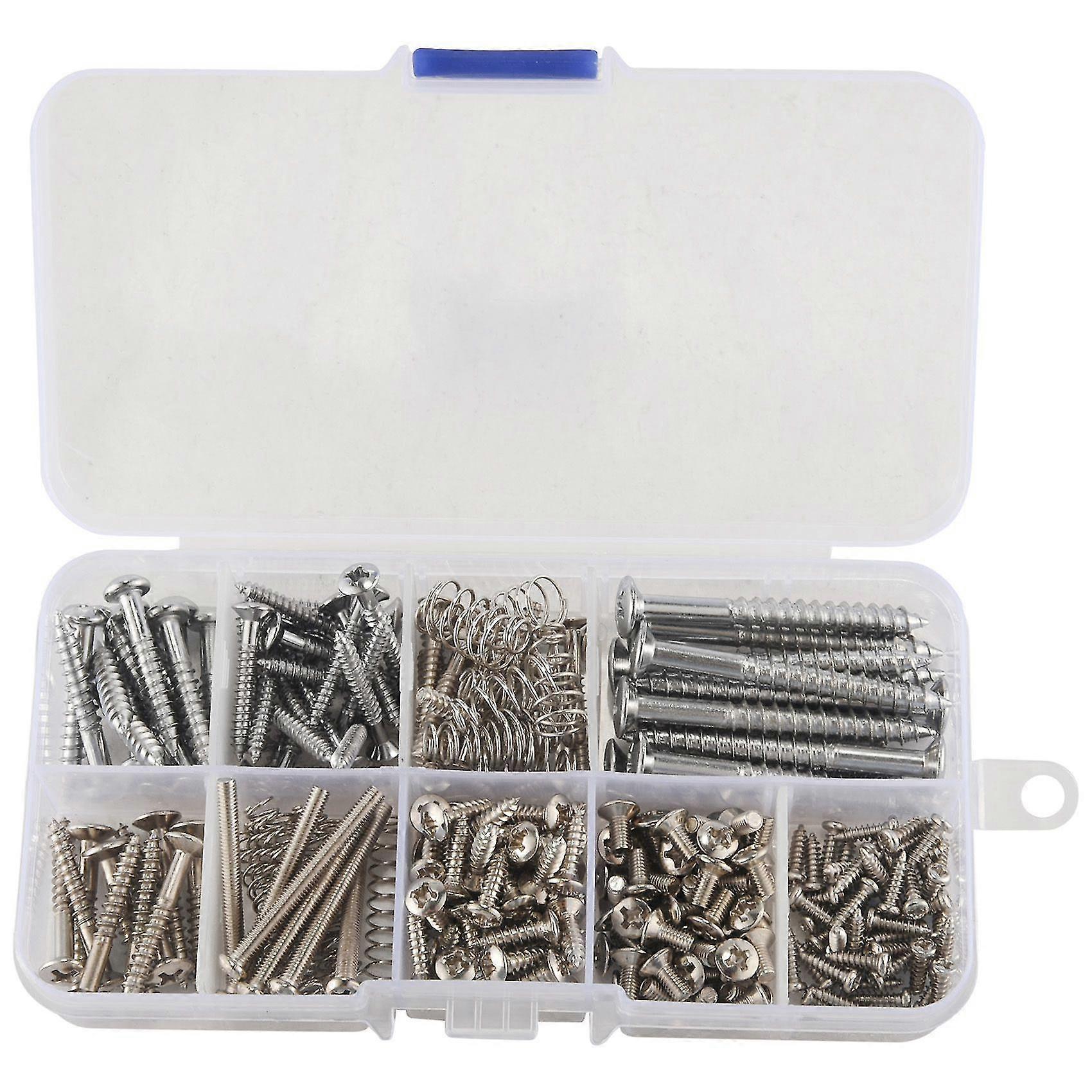 204 Stück Gitarre Schraube Kit 9 Arten Sortiment Set mit Federn für E-Gitarre Bridge Pickup Pick