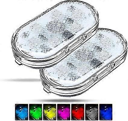 2 Pcs Car Led Interior Lights 5v Led Touch Wireless Car Light Rgb 7 Colors Adjustable Rechargeable Mobile Usb Touch