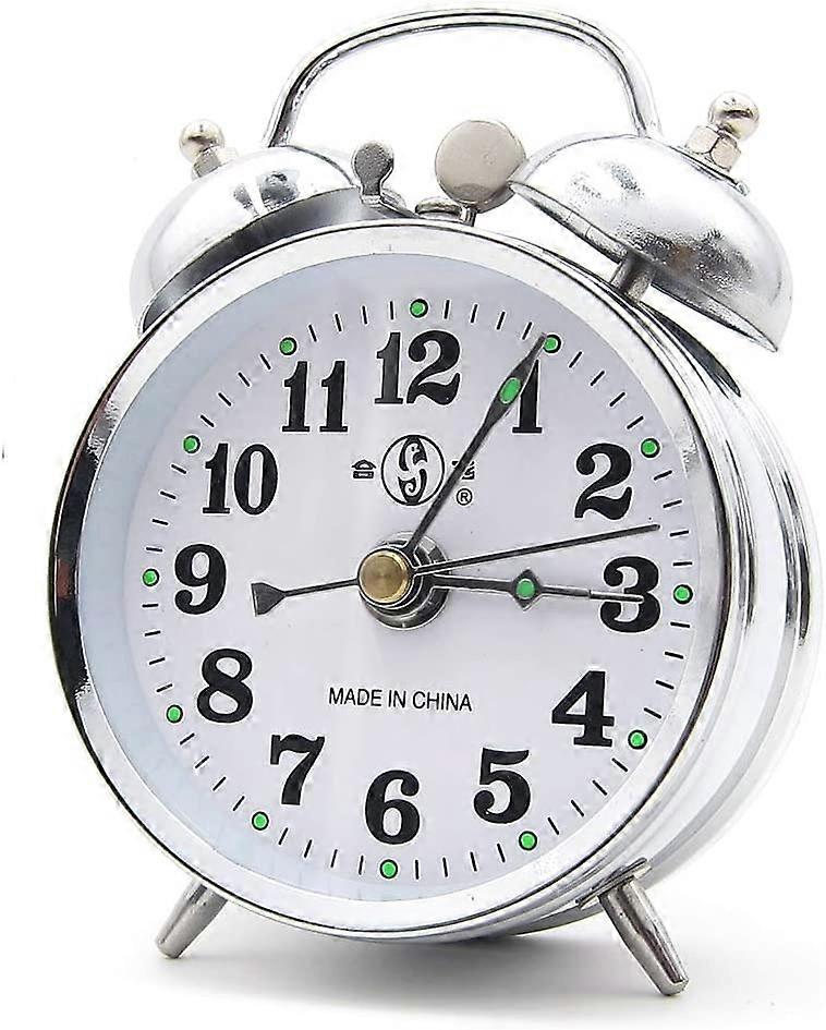 Wekity Old Fashioned Double Bell Mechanical Wind  ,Silver
