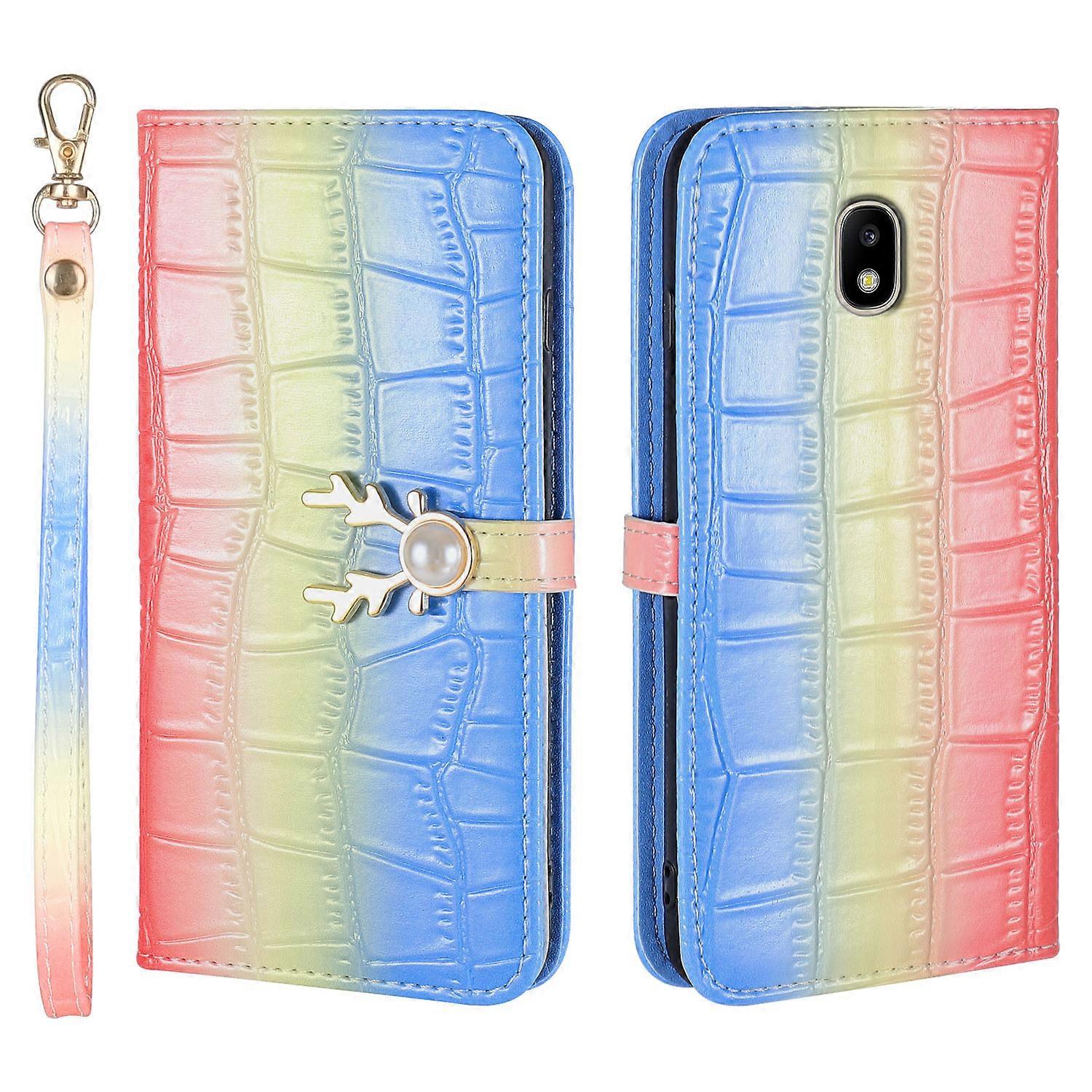 Elk Pattern Phone Case for Samsung Galaxy J530 with Card Holder, lanyard, PU Leather Material, Wallet Function, Corner Fall Protection