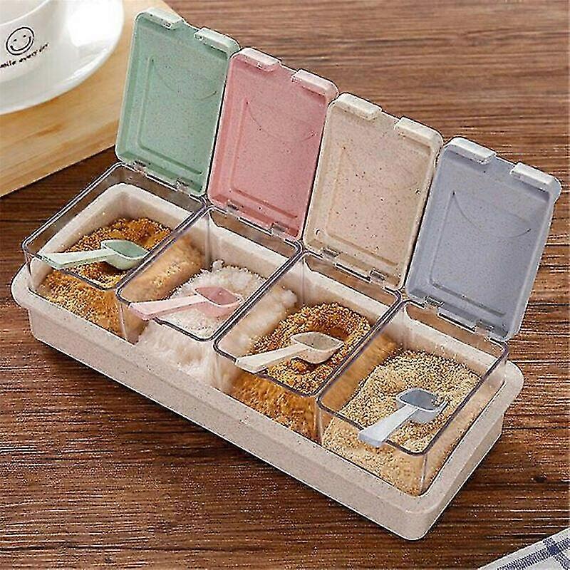 Kitchen Seasoning Box Set Spice Jars Condiment Sugar Salt Storage Container Case