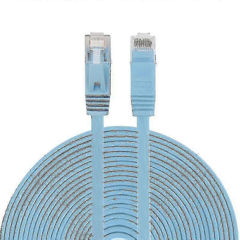 15m Cat6 Slim Flat Ethernet Network Lan Cable Jumper Rj45 (blue)