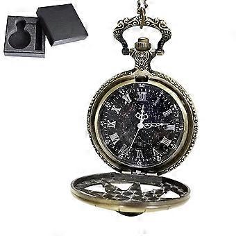 Vintage Pocket Watch Quartz Pocket Watch with ChainRudder, Roman Numeral Pocket Watch Antique Pocket Watch for Men Women Dad Birthday Party