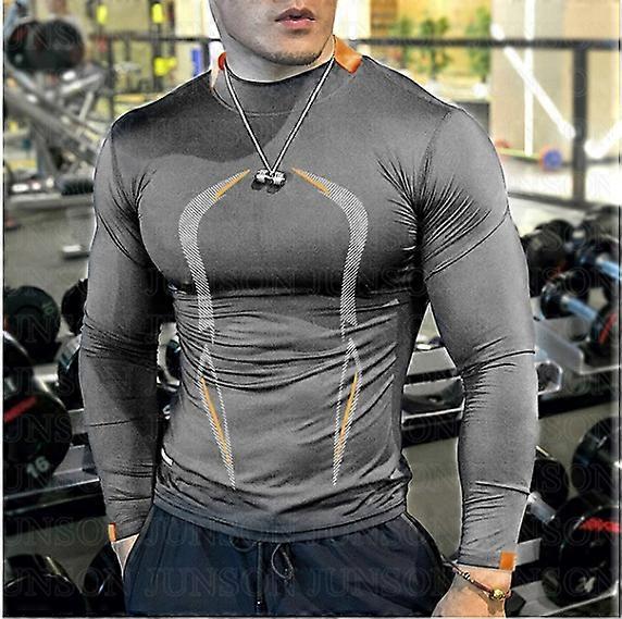 Sommar herr fitnessträning andas kortärmad europeisk snabbtorkande kläder herrsportmode långärmad T-shirt