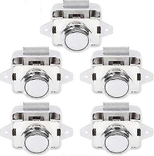 5 Pcs Push Button Latch Locks, Cabinet Door Catch Lock Keyless Knob For Caravan Motorhome Camper Van Boat
