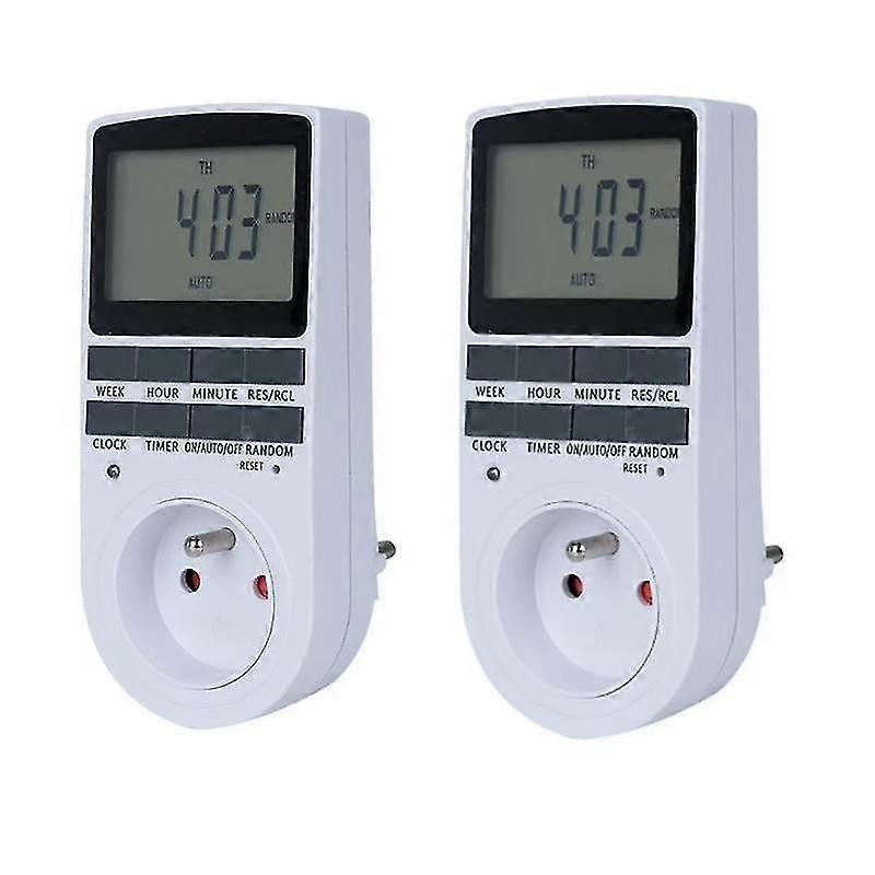 Programmable Socket | French Version Electric and Digital Socket Programmer | Digital Socket Timer with 10 Programs 12H/24H/7Days, Anti-Theft Random