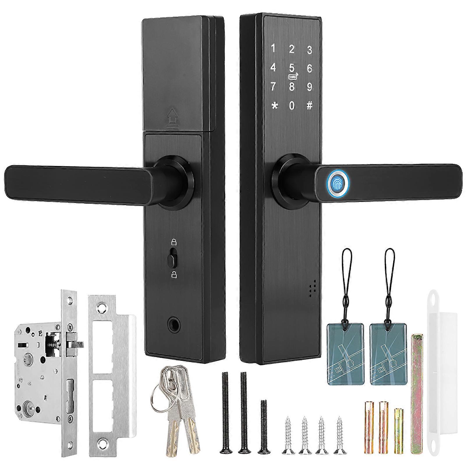 WiFi Touch Screen Fingerprint Password IC Card Smart Door Lock with Mechanical Key for Tuya
