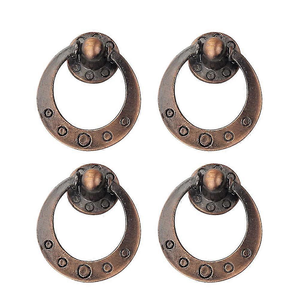4pcs Vintage Cabinets Knobs Ring Knobs Drawer Handle Dresser Drawers Pulls Handles Knobs For Cabinet Wardrobe (single Hole Round)-c