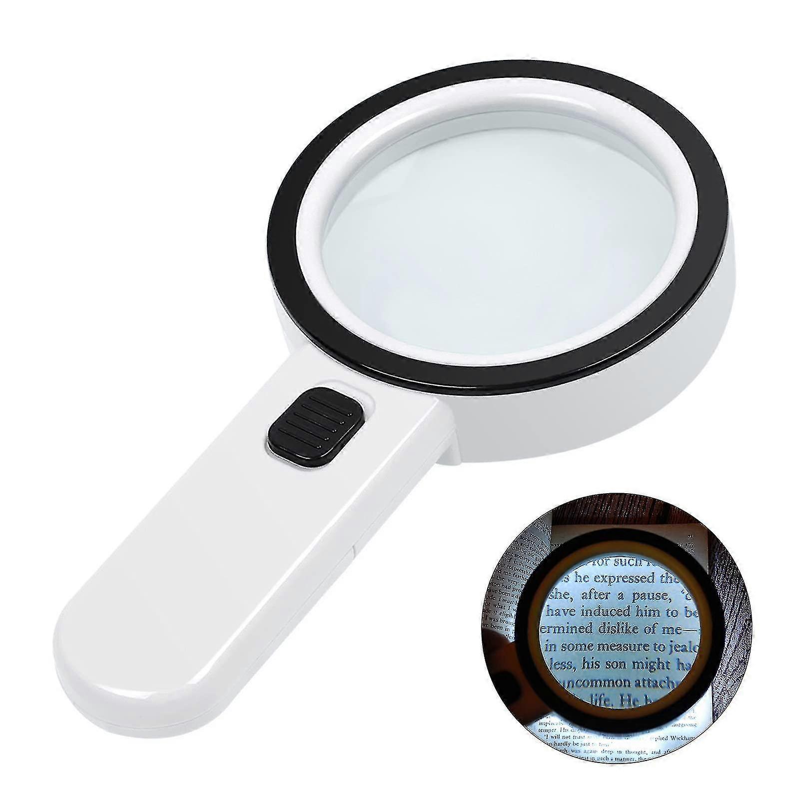 Magnifying Glass With Light, 30x Handheld Large Magnifying Glass 12 Led Illuminated Lighted Magnifier For Reading