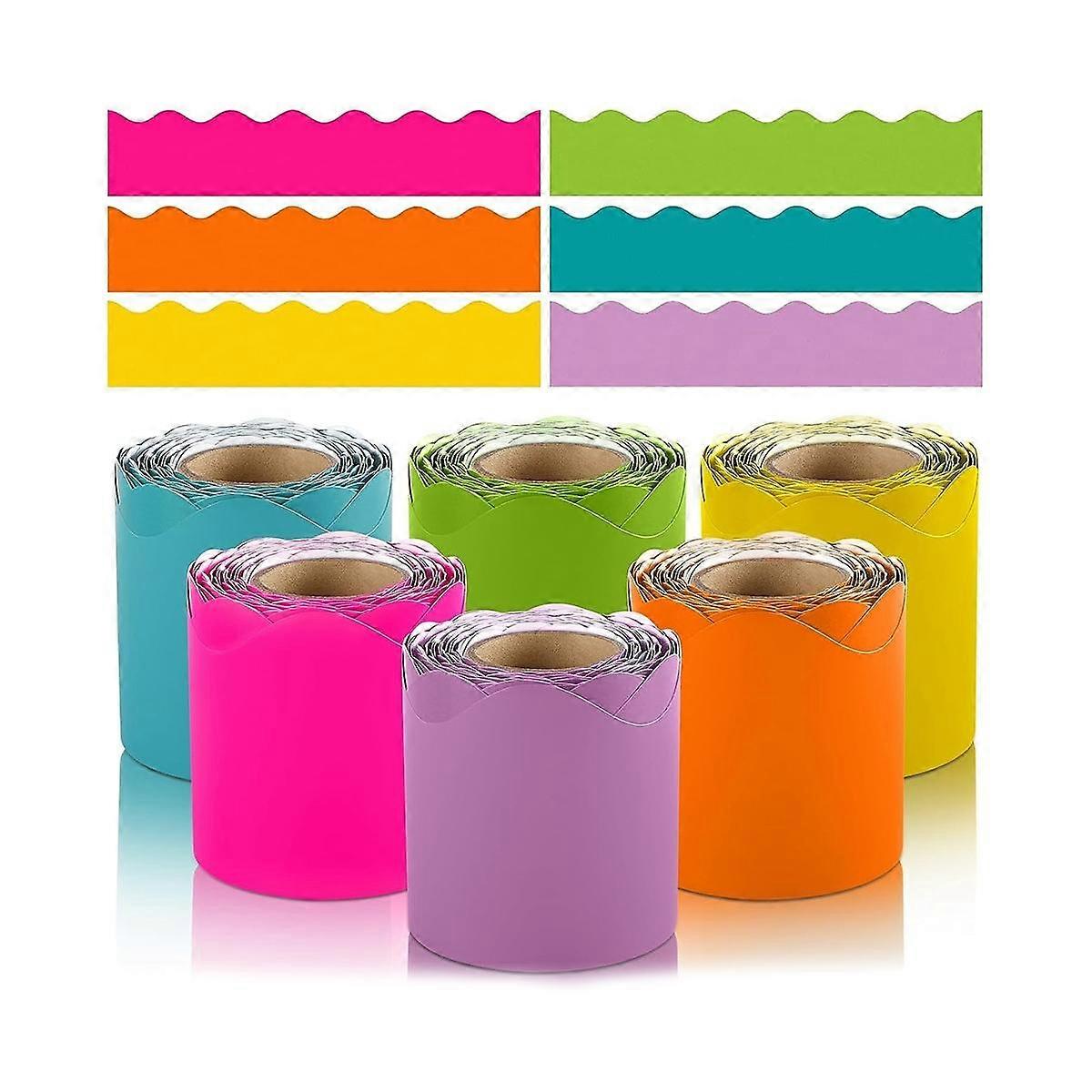 6 Rolls 198 Ft Bulletin Board Borders for Classroom, Paper Roll Scalloped Borders,for Classroom Dec