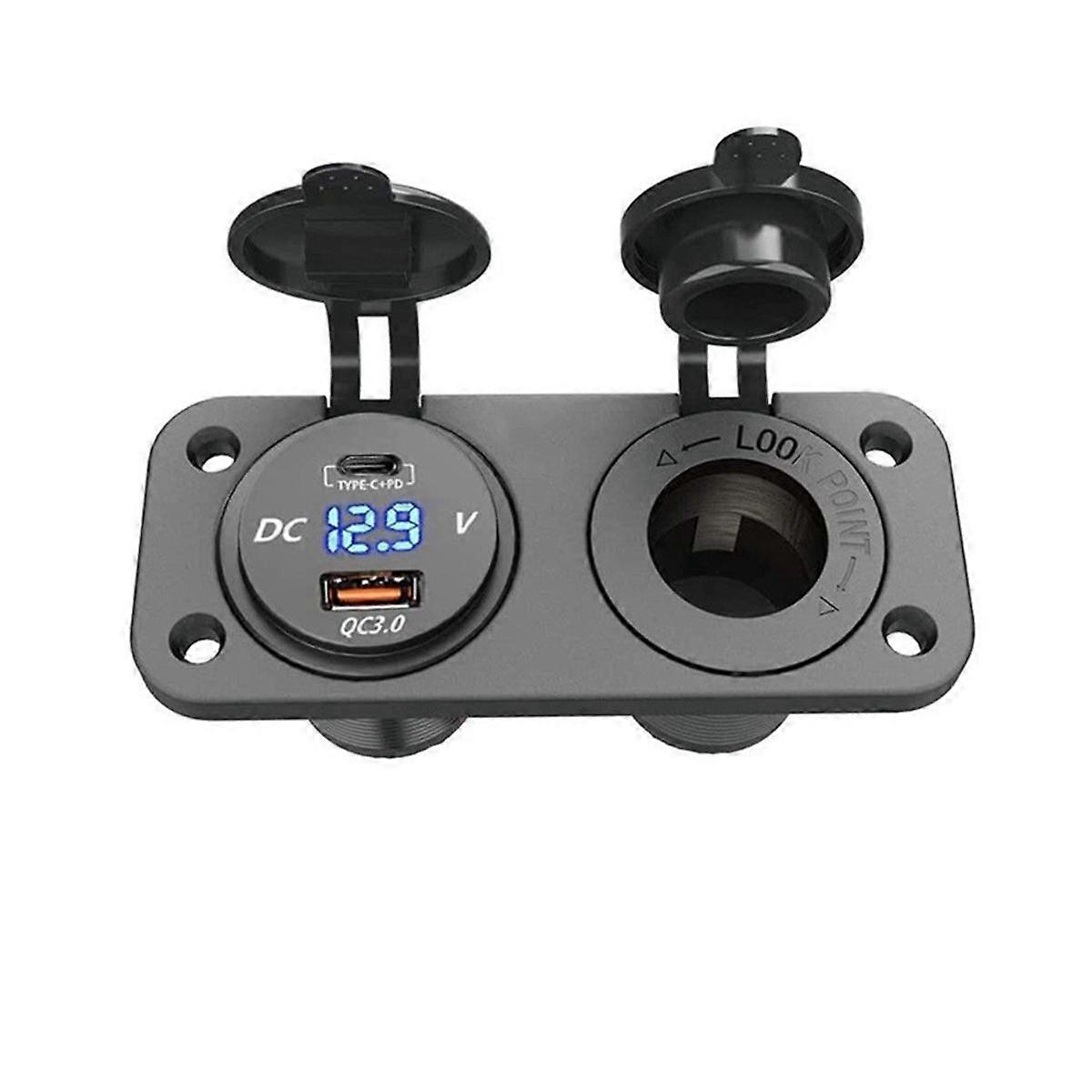 12V USB Type-C and QC3.0 Car USB Port Outlet Charger Socket Charging Port for Car Marine Boat USB C