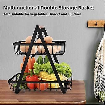 RELOVE Portafrutta A 3 Piani: Cestino Metallico Multifunzione Per Frutta, Pane E Snack, Nero 30x44x94,5 Cm - 2