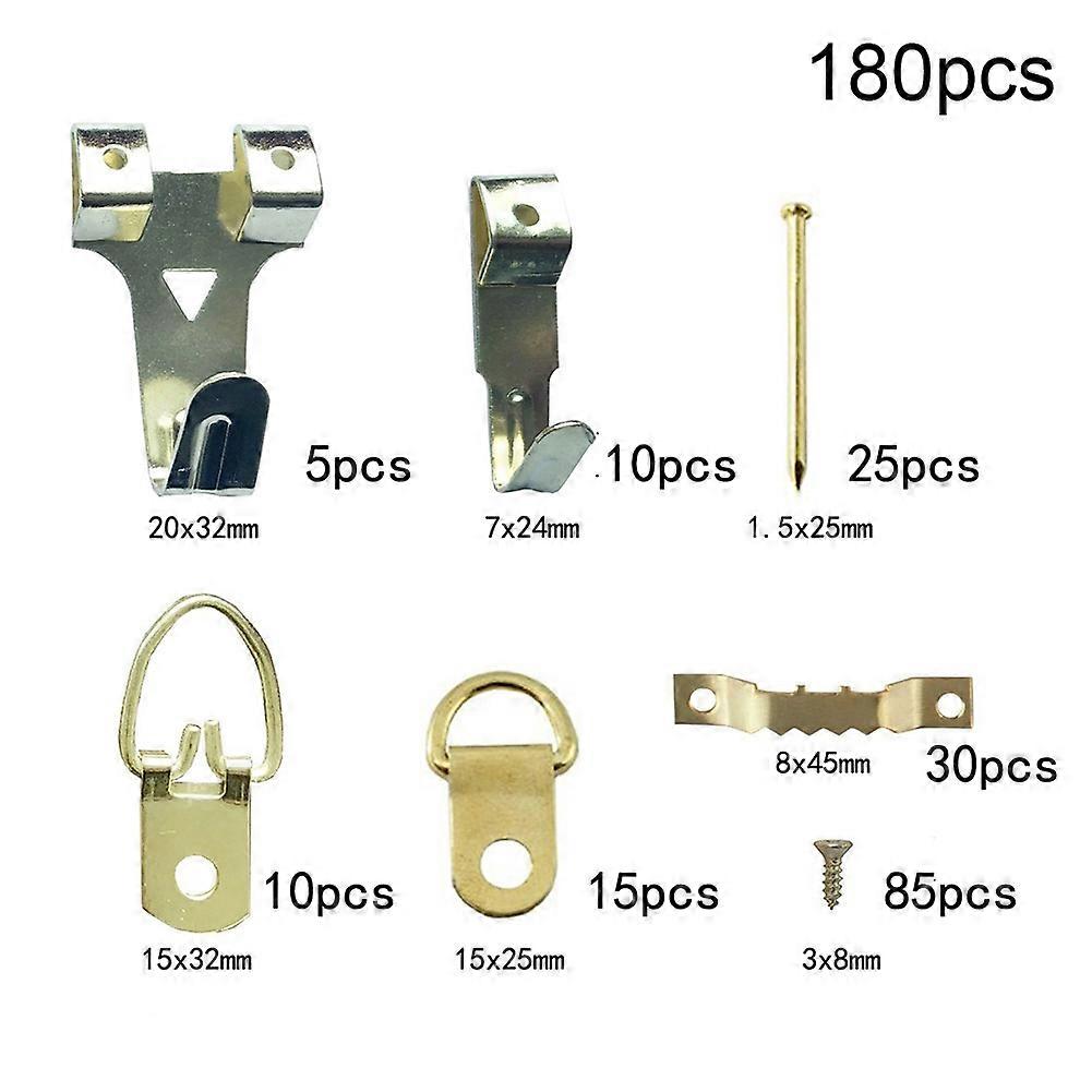 180Pcs/Set Sawtooth Hanger D-Rings Hooks Nail Picture Frame Hanging Hardware Kit
