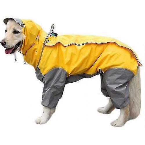 Yellow Dog Raincoat With Detachable Hoodie, Drawstring Coat, 10 Sizes
